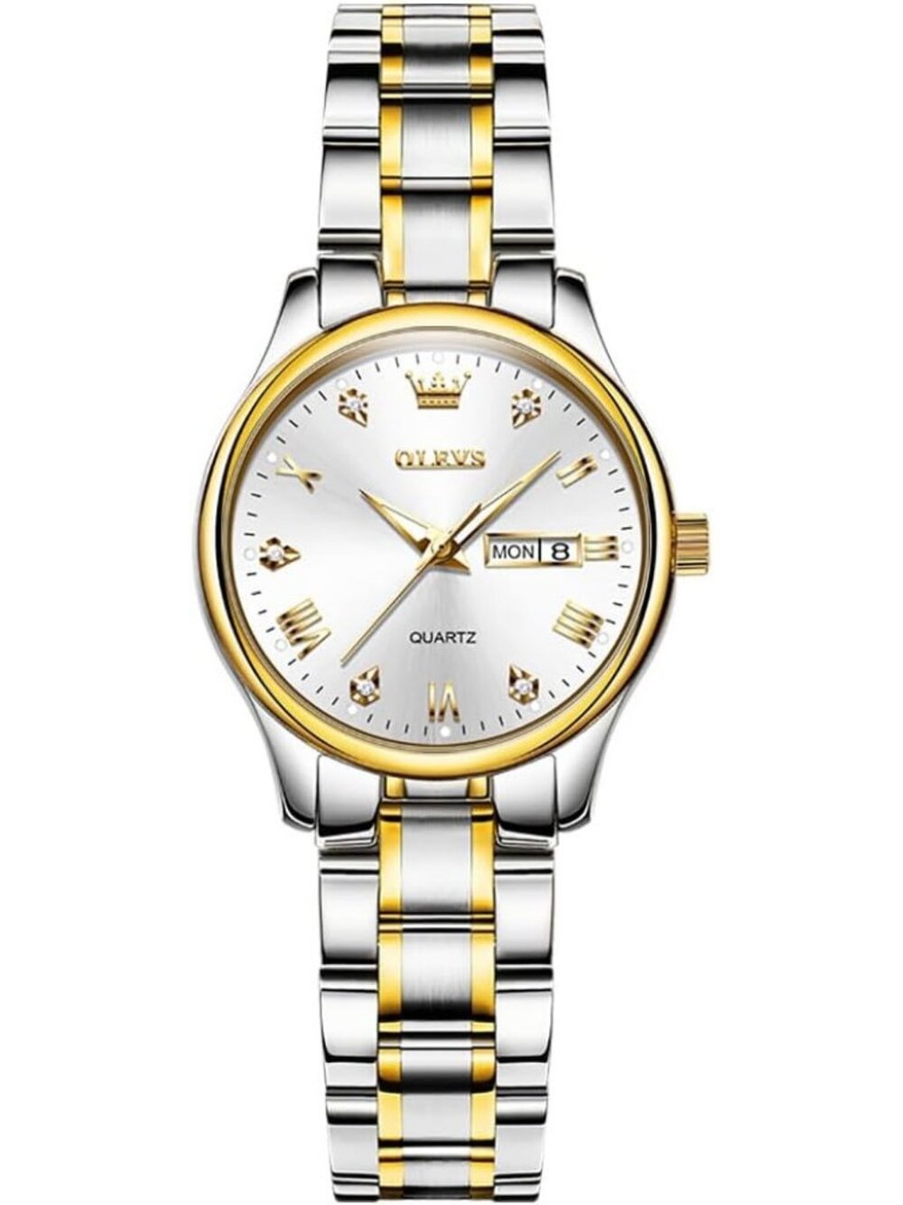 Women’s Silver White Gold Stainless Steel Elegant 3ATM Waterproof Quartz Watch